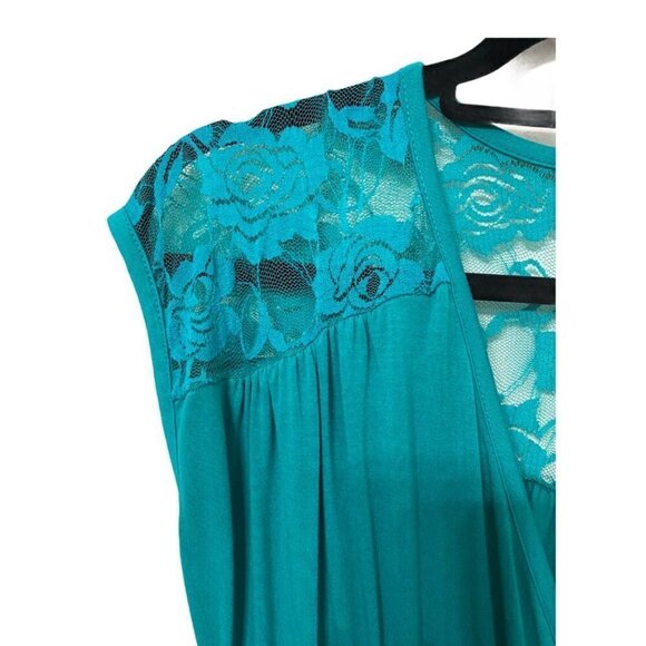 Mix & Co Buttery Soft Stretchy Lace Knit Maxi Teal Aqua Marine Dress Size Small - Picture 3 of 9